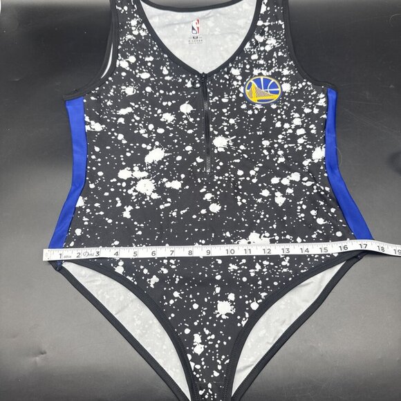 NBA Golden State Warriors Women’s Black Splatter Front Zip Bodysuit- XL Fan Gear - Picture 8 of 9